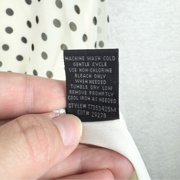 Vintage Y2K Mod Retro Polka Dot Lace Waist Babydoll Midi Dress Cream/Black Sz 8 - Picture 13 of 16